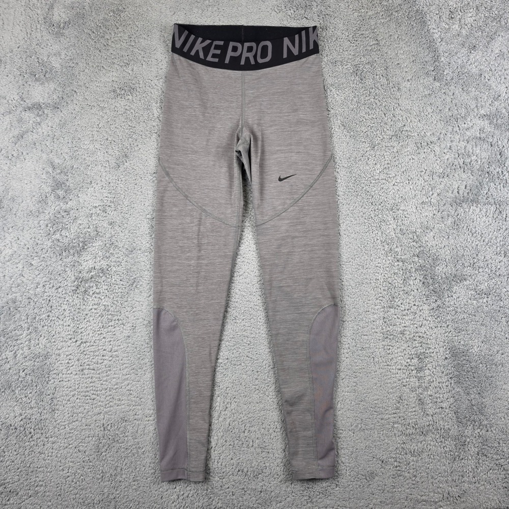 Nike Pro Compression Leggings Mens Small Grey Dri-FIT Athletic Mesh Tight Fit